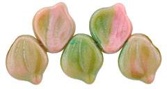 Wavy Leaves 15 x 12mm : Pink Coral/Olivine