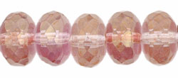 Gem-Cut Rondelle 11 x 7mmmm : Luster - Transparent Topaz/Pink