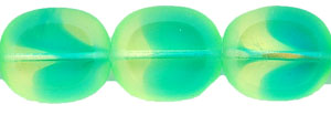 Oval Window Beads 14 x 12mm : Green/Blue
