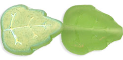 Medium Leaves 12 x 10mm Vertical Hole : Matte - Dk Peridot Green AB