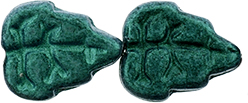 Leaves 10 x 8mm Vertical Hole : Satin Metallic Turquoise