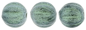 Melon Round 5mm : Metallic Suede - Lt Green
