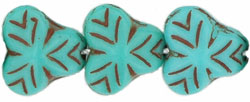 Berry Leaves 9mm : Matte - Turquoise - Brown Inlay