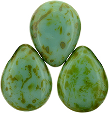 Pear Shaped Drops 16 x 12mm : Opaque Turquoise - Picasso