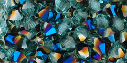 M.C. Beads 4 x 4mm - Bicone : Blue Iris - Aquamarine