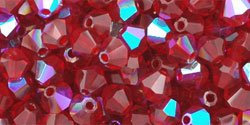 M.C. Beads 4 x 4mm - Bicone : Ruby AB