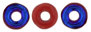 O-Bead 4 x 1mm : Blue Iris - Opaque Red