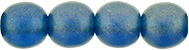 Round Beads 6mm : Sueded Gold Capri Blue