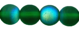 Round Beads 6mm : Matte - Green Emerald AB