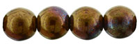 Round Beads 6mm : Bronze Luster Iris - Opaque Red