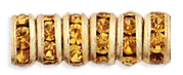 Rhinestone Rondelles 4.5mm : Gold - Med Topaz