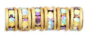 Rhinestone Rondelles 4.5mm : Gold - Crystal AB