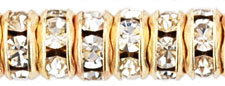 Rhinestone Rondelles 5mm : Gold - Crystal