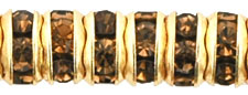 Rhinestone Rondelles 5mm : Gold - Smoky Topaz