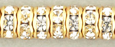 Rhinestone Rondelles 7mm : Gold - Crystal