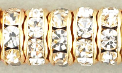 Rhinestone Rondelles 8mm : Gold - Crystal