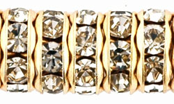 Rhinestone Rondelles 8mm : Gold - Black Diamond