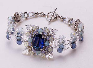 Elegant Jewelry Kits : Glass Cubic & Leaf Bracelet - Sapphire