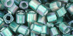 TOHO Cube 4mm Tube 2.5" : Inside-Color Frosted Crystal/Prairie Green-Lined