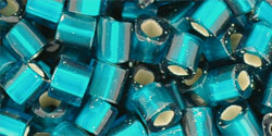 TOHO Cube 4mm Tube 2.5" : Silver-Lined Frosted Teal