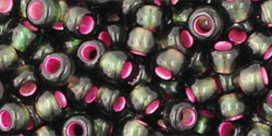 TOHO Round 6/0 Tube 5.5" : Dyed Silver-Lined Pink Frosted Olivine
