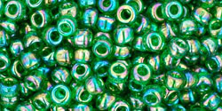 TOHO Round 8/0 Tube 5.5" : Transparent-Rainbow Grass Green