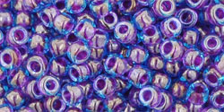 TOHO Round 8/0 Tube 2.5" : Inside-Color Aqua/Purple-Lined