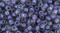 TOHO Round 8/0 Tube 2.5" : Inside-Color Rainbow Crystal/Metallic Purple-Lined