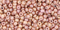 TOHO Round 11/0 Tube 5.5" : Marbled Opaque Beige/Pink