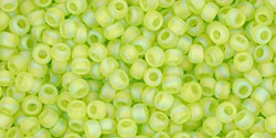 TOHO Round 11/0 Tube 2.5" : Transparent-Rainbow Frosted Lime Green