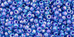 TOHO Round 11/0 Tube 2.5" : Inside-Color Rainbow Aqua/Opaque Purple-Lined