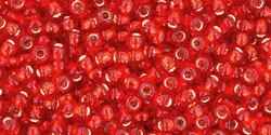TOHO Round 11/0 Tube 5.5" : Silver-Lined Frosted Siam Ruby