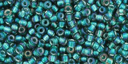 TOHO Round 11/0 Tube 2.5" : Inside-Color Crystal/Prairie Green-Lined