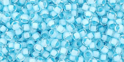 TOHO Round 11/0 Tube 5.5" : Inside-Color Crystal/Neon Ice Blue-Lined