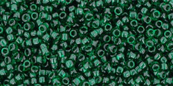 TOHO Round 15/0 Tube 2.5" : Transparent Green Emerald
